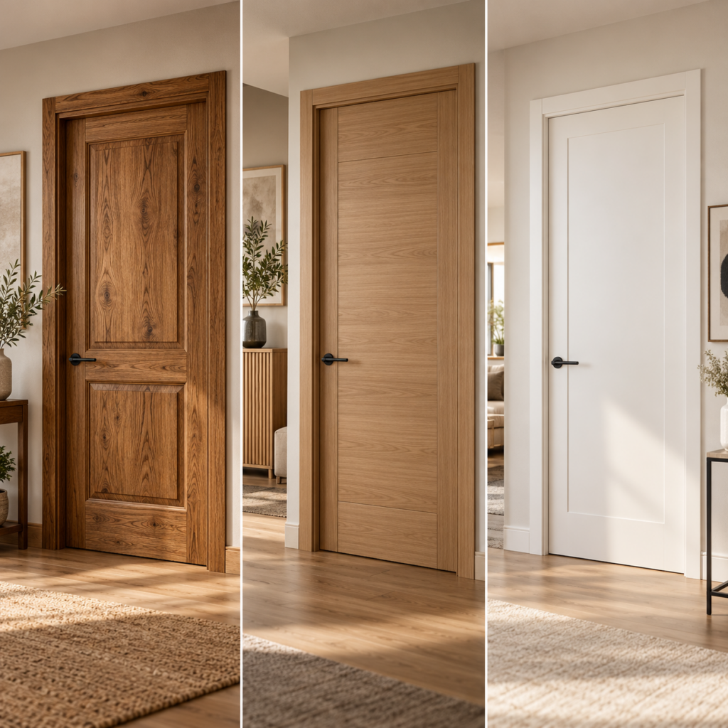 Puertas de madera maciza, chapadas o lacadas: ¿cuál elegir?